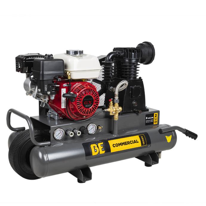 13.8 CFM @ 90 PSI - 8 GALLON AIR COMPRESSOR WITH HONDA GX200 ENGINE